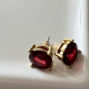 Club Monaco Round Garnet Red Goldtone Studs, NWOT